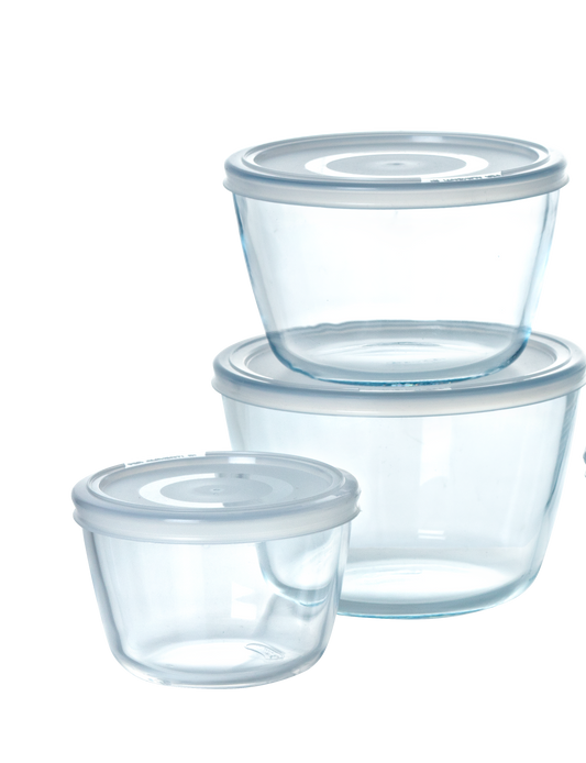Lot de 3 boites de conservation en verre ronds avec couvercle - Cook & Freeze