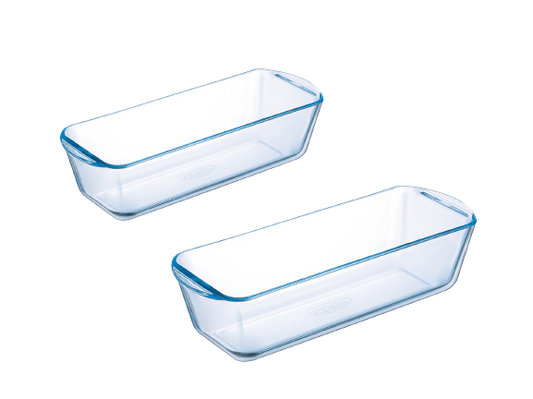 Lot de 2 moules à cake en verre 28 cm et 31 cm