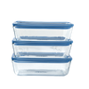 Zero Plastic - 3er-Set Vorratsdosen mit rechteckigem Glasdeckel