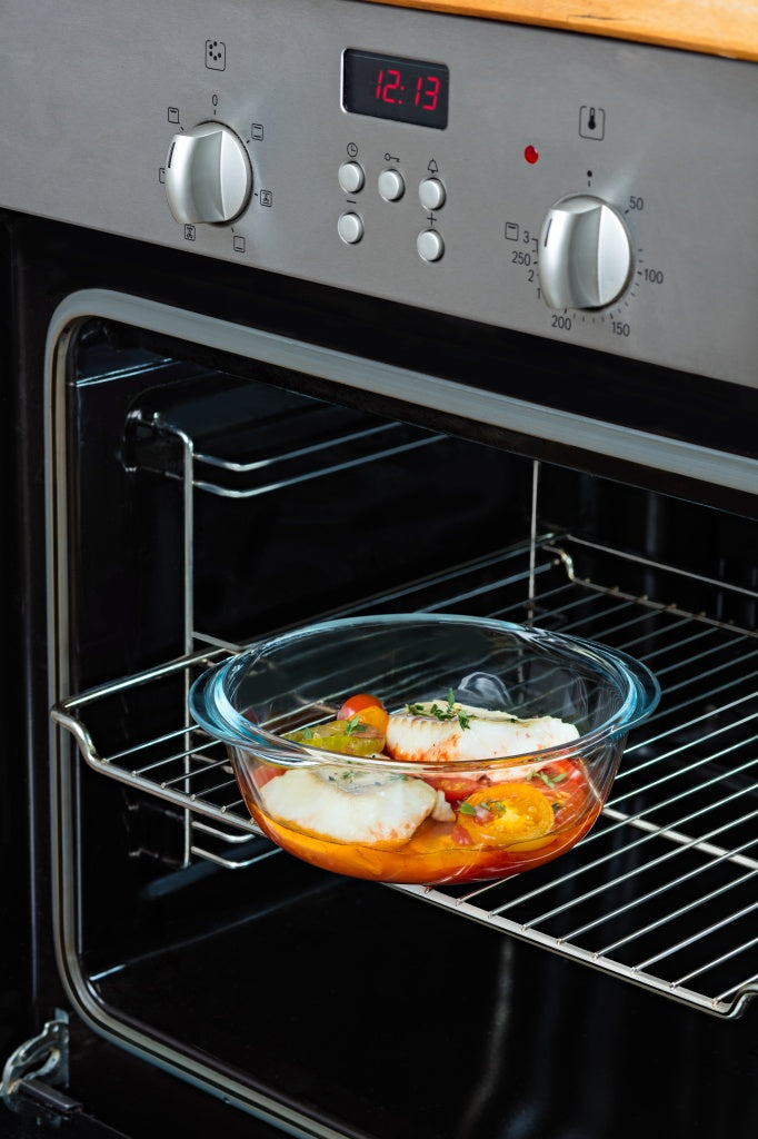 Plat rond en verre avec couvercle à valves vapeur - Cook & Heat