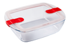 Plat rectangulaire en verre avec couvercle à valves vapeur - Cook & Heat