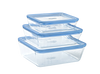 Zero Plastic - Set de 3 boites de conservation avec couvercle en verre rectangulaire