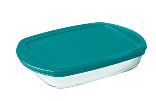 Cook & Store - Plat rectangulaire en verre avec couvercle