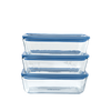 Zero Plastic - 3er-Set Vorratsdosen mit rechteckigem Glasdeckel