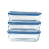 Zero Plastic - 3er-Set Vorratsdosen mit rechteckigem Glasdeckel
