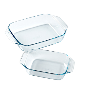 2er-Set rechteckigen Ofenschalen aus Glas mit leicht zu greifendem Griff 27 und 35 cm - Irresistible