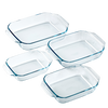 Lot de 4 plats à four rectangulaires en verre avec prise en main facile 27,31 35 et 39 cm - Irresistible