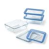 Zero Plastic - 3er-Set Vorratsdosen mit rechteckigem Glasdeckel