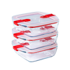 Lot de 3 lunchbox en verre avec couvercle à valves vapeur - multi forme -Cook & Heat