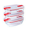 Lot de 3 lunchbox en verre avec couvercle à valves vapeur - multi forme -Cook & Heat