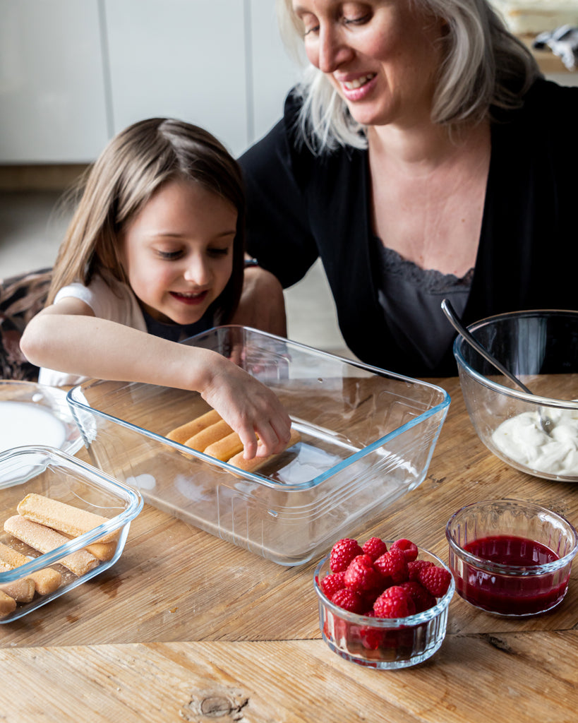 Cook&Freeze - Set van 4 rechthoekige glazen schalen met deksels