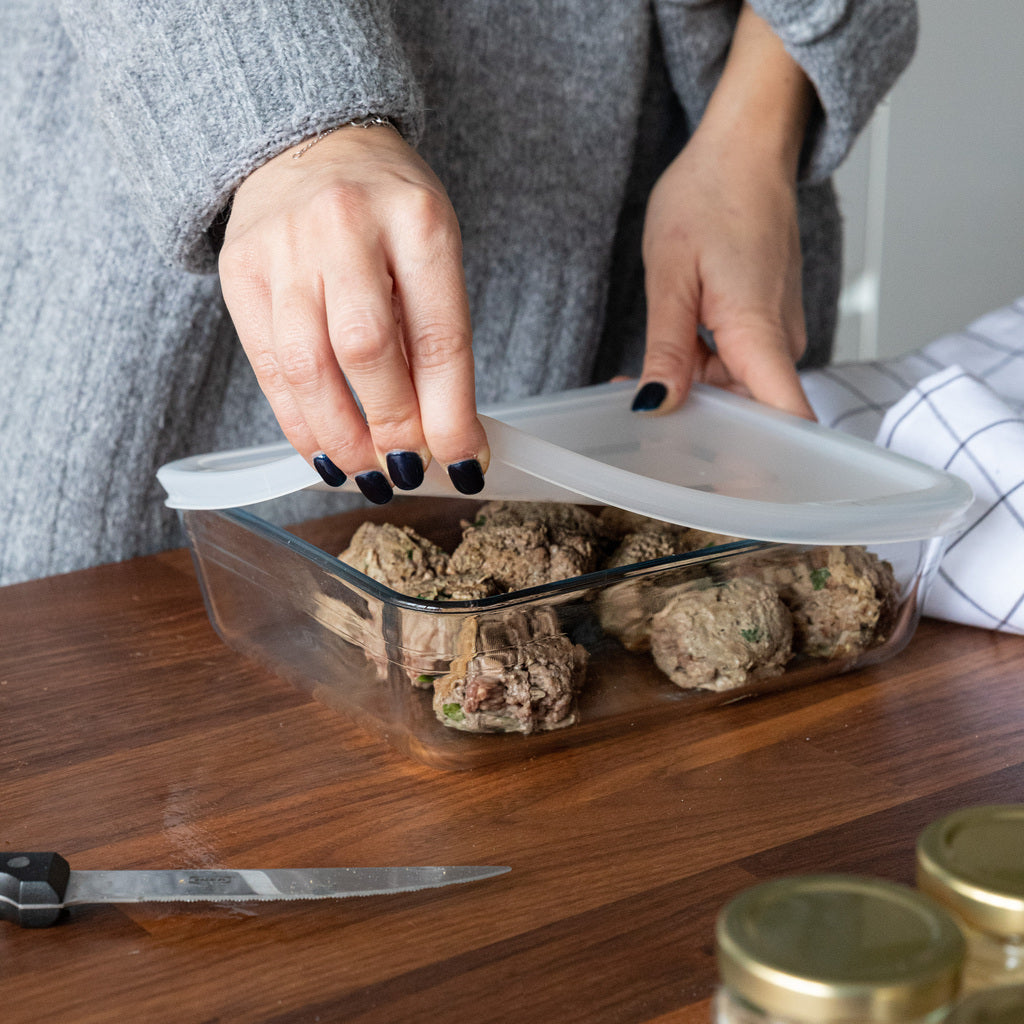 Cook&Freeze - Set van 4 rechthoekige glazen schalen met deksels