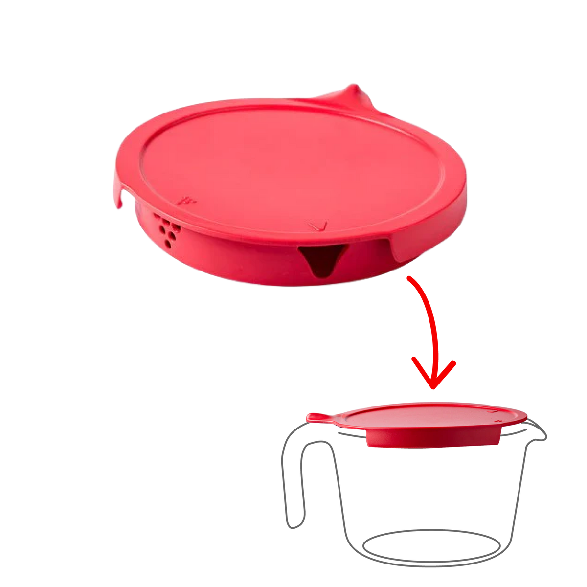 Messkanne 1L - Ersatzdeckel rot