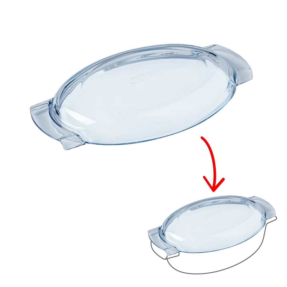 Couvercle rechange -  cocotte ovale en verre grand format