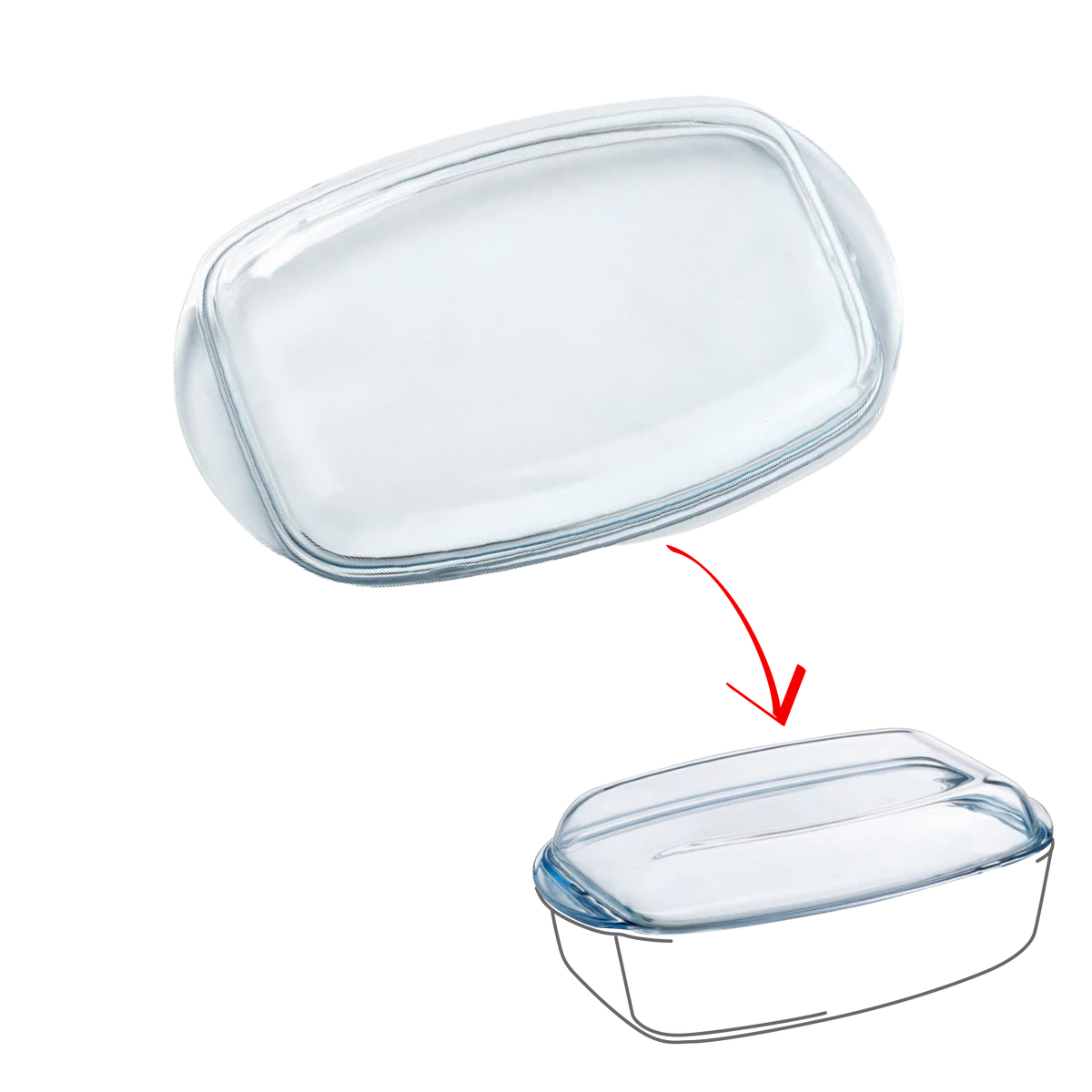 Couvercle rechange Cocotte Rectangulaire en verre