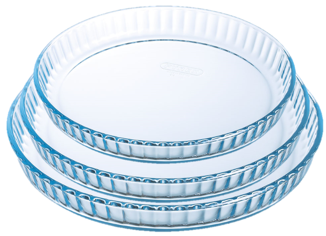Lot de 3 moule à tarte en verre 25, 28 et 31 cm