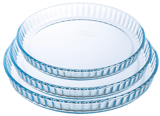 Lot de 3 moule à tarte en verre 25, 28 et 31 cm