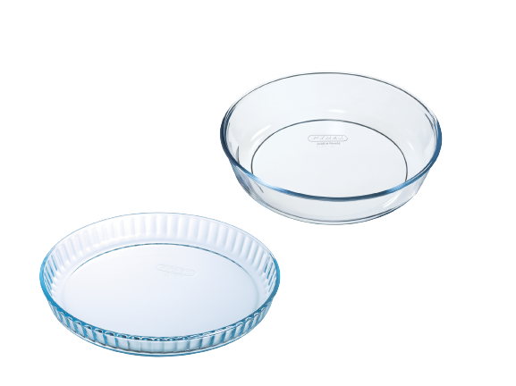 Lot de 2 moules à pâtisserie en verre - Moule à manqué + Moule à tarte