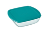 Cook & Store - Plat carré en verre avec couvercle bleu canard - Cook & Store